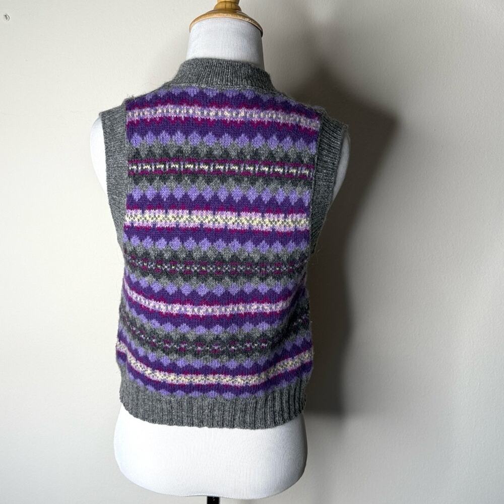 Acne Studio Gray and Purple Korina Fair Isle Sweater Vest - Picture 8 of 9